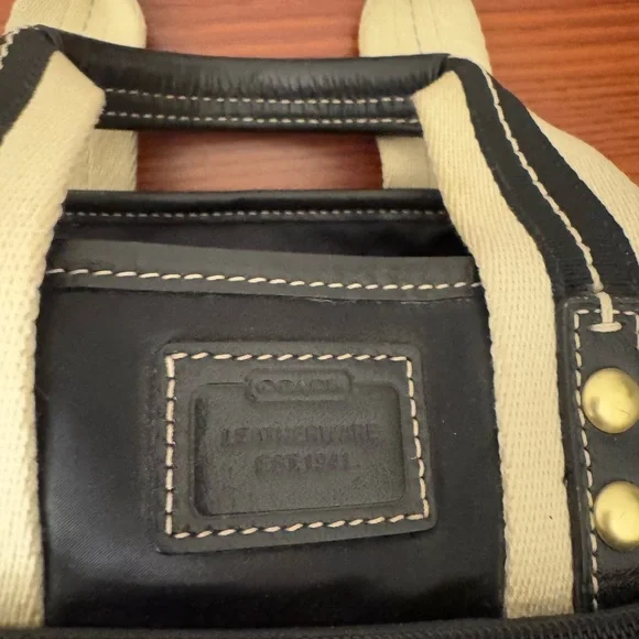 Coach Small Bag = Black Satin with blue tags - Picture 3 of 13